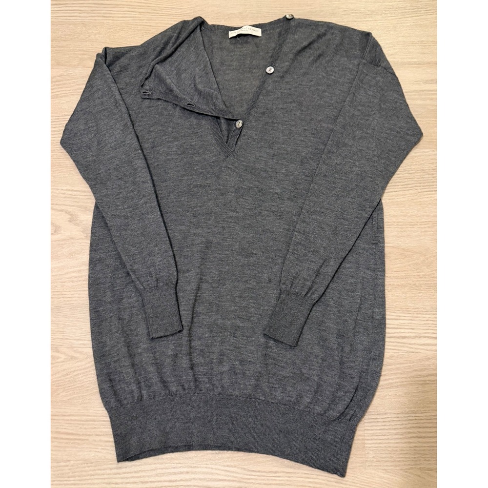 Stella McCartney Cashmere Silk Sweater Jumper 38 Gray V Neck Designer luxury
